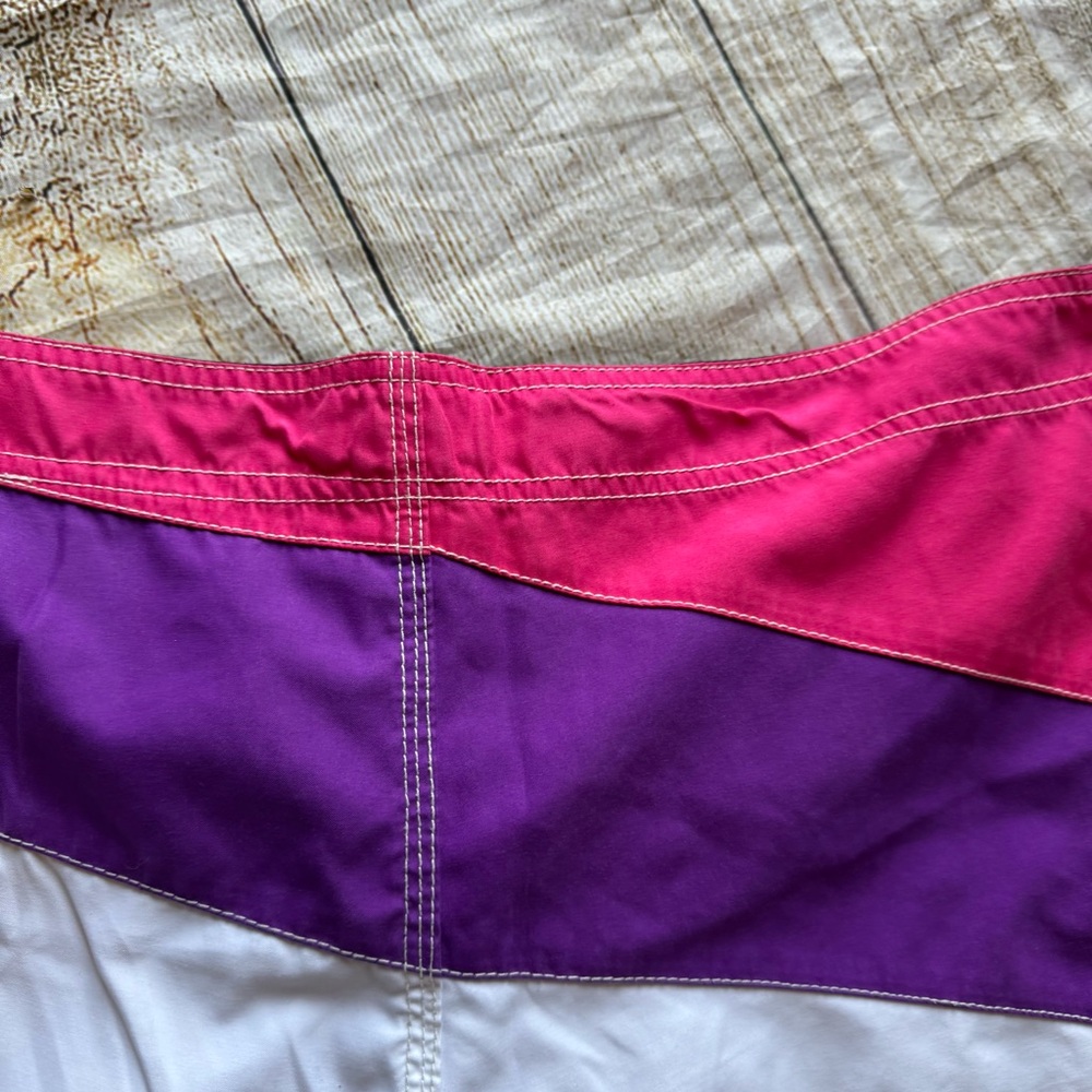 OP Ocean Pacific Rainbow Colorful Patchwork Short Board Shorts Juniors L 11/13 - Picture 12 of 15